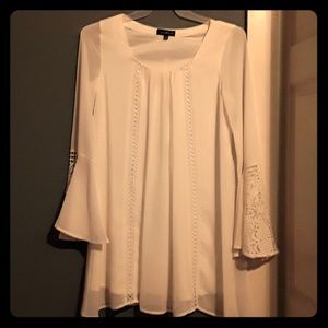 White bell sleeve lace dress
